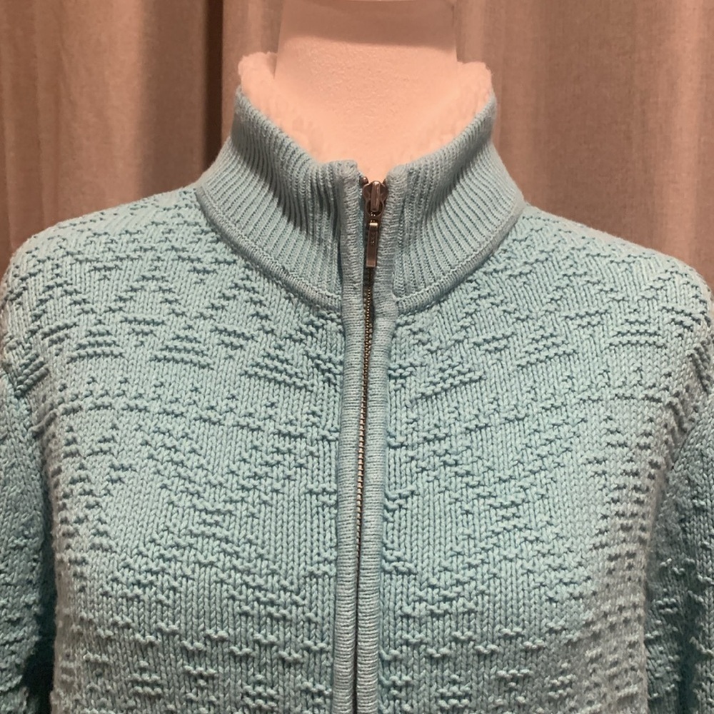 Croft & Barrow Full Zip Turquoise Jacket with Sherpa Collar Size Large - Picture 3 of 15